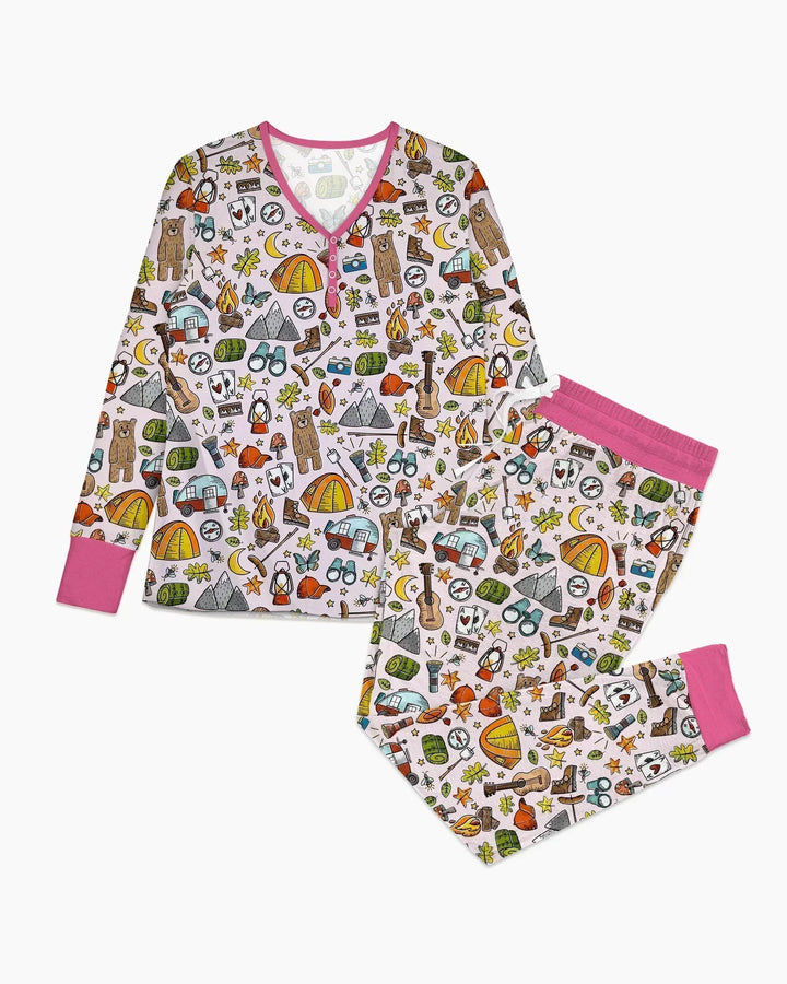 Lustiges Camper-Familien-Pyjama-Set aus Bambus für Damen