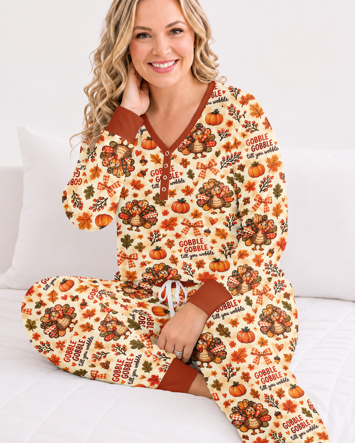 Gobble Gobble Till You Wobble Bamboo Women Pajama Set