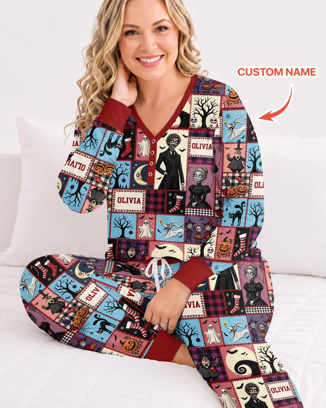 Vertical Halloween Bamboo Women Pajama Set
