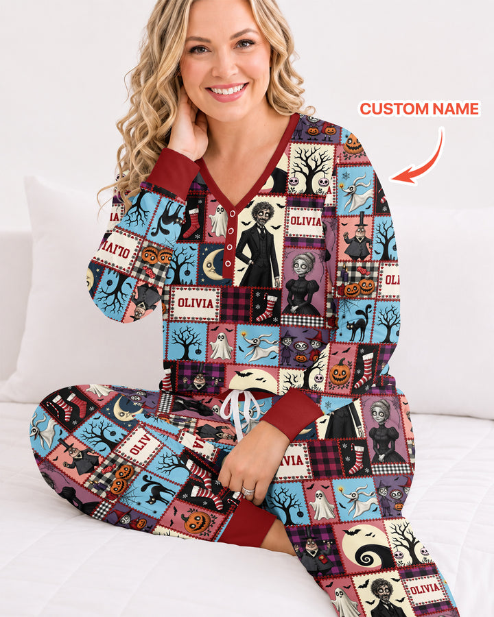 Vertical Halloween Bamboo Women Pajama Set