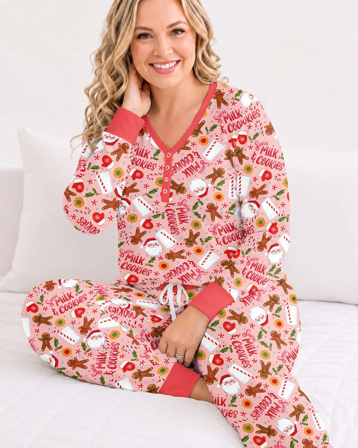 Santas, Milk and Cookies Bamboo Women Pajama Set