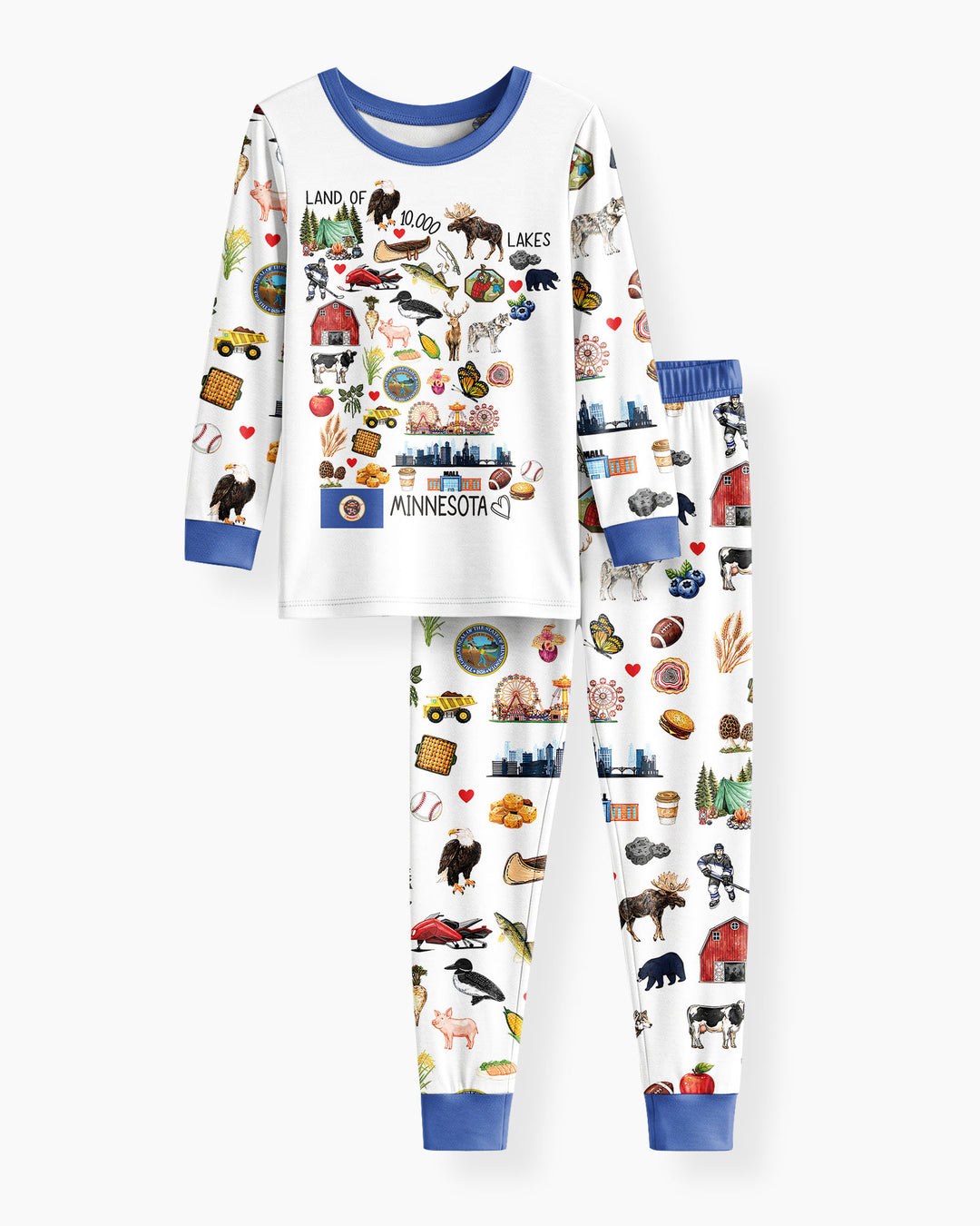 Minnesota Lover Family Matching Bamboo Two Piece Long Sleeve Pajama Set