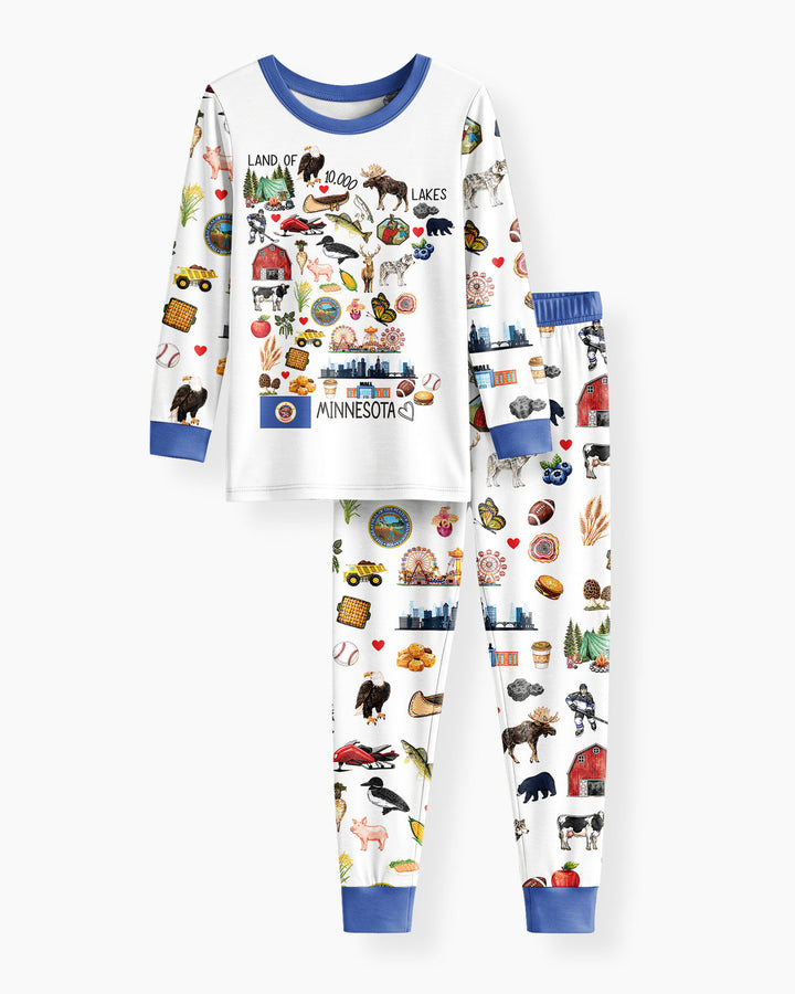 Minnesota Lover Family Matching Bamboo Two Piece Long Sleeve Pajama Set