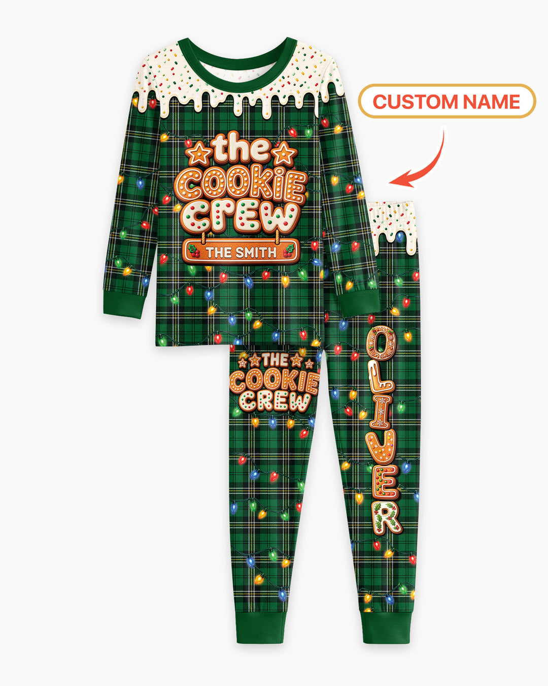 The Cookie Crew Custom Name Bamboo Two Piece Long Sleeve Pajama Set