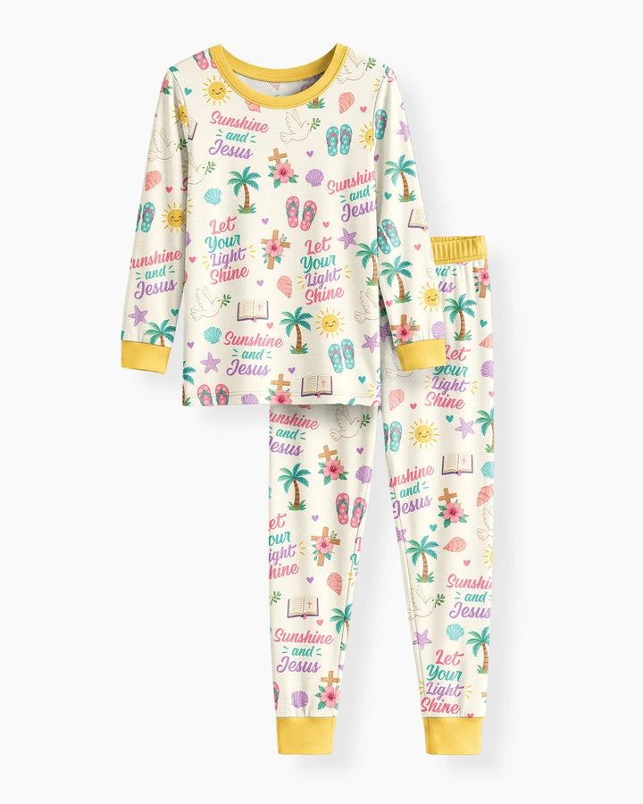 Zweiteiliges Langarm-Pyjama-Set mit Sommerfrüchten