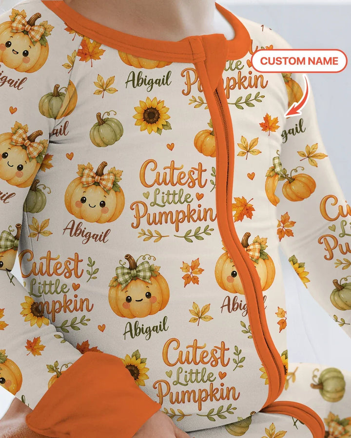 Custom Name Cutest Little Pumpkin Bamboo Convertible Zippy
