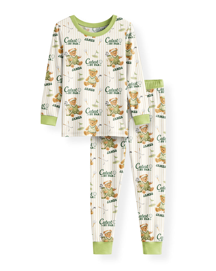 Cutest By Par Custom Name Bamboo Two Piece Long Sleeve Pajama Set