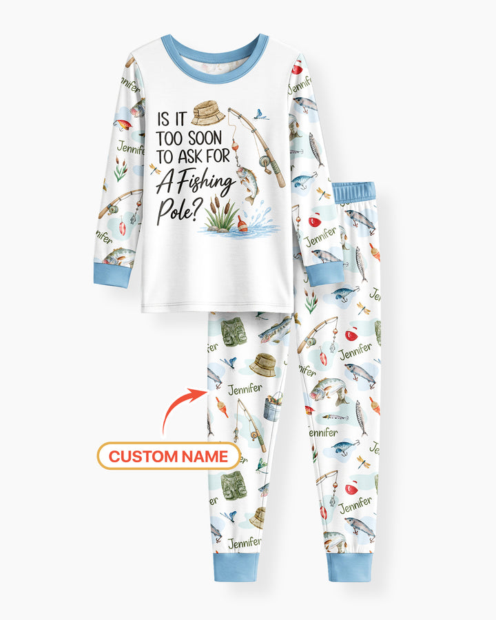 Is It Too Soon To Ask For A Fishing Pole Bamboo Two Piece Long Sleeve Pajama Set