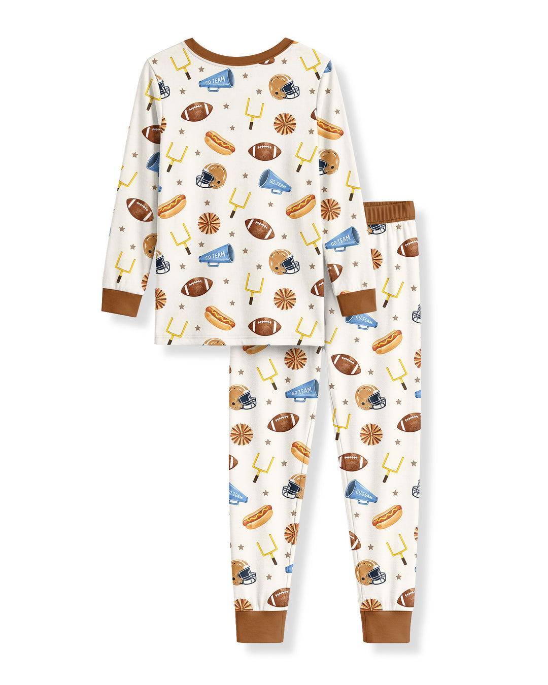 Custom Name Football I'm Just Here For The Snacks Bamboo Two Piece Long Sleeve Pajama Set