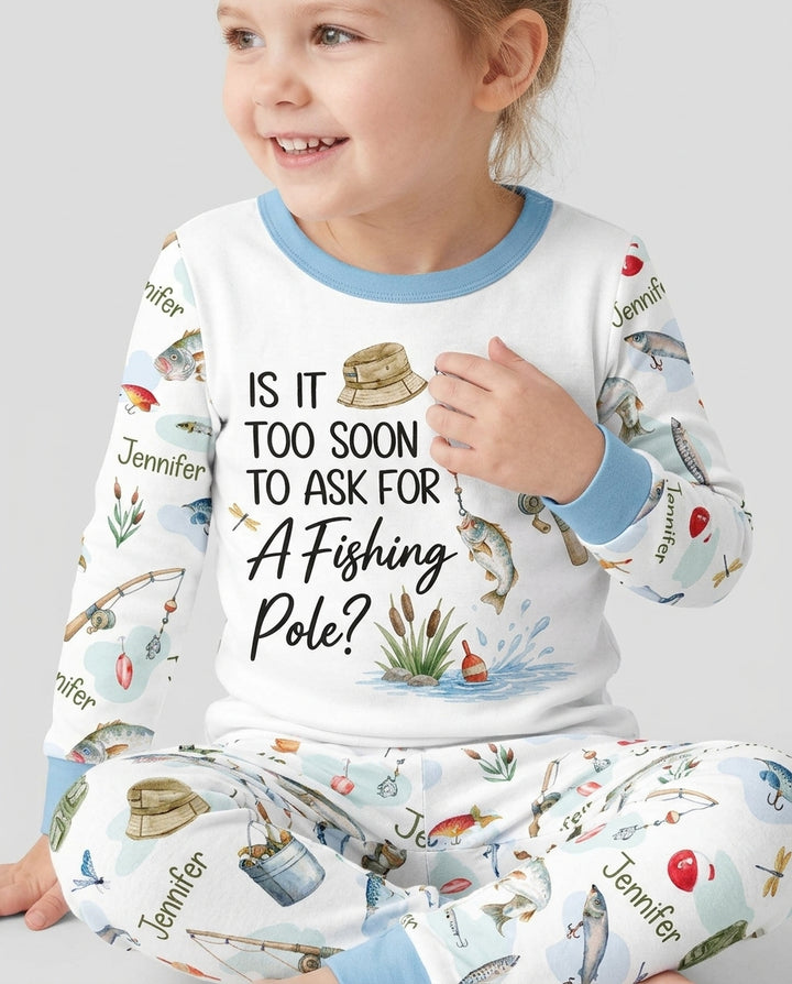 Is It Too Soon To Ask For A Fishing Pole Bamboo Two Piece Long Sleeve Pajama Set