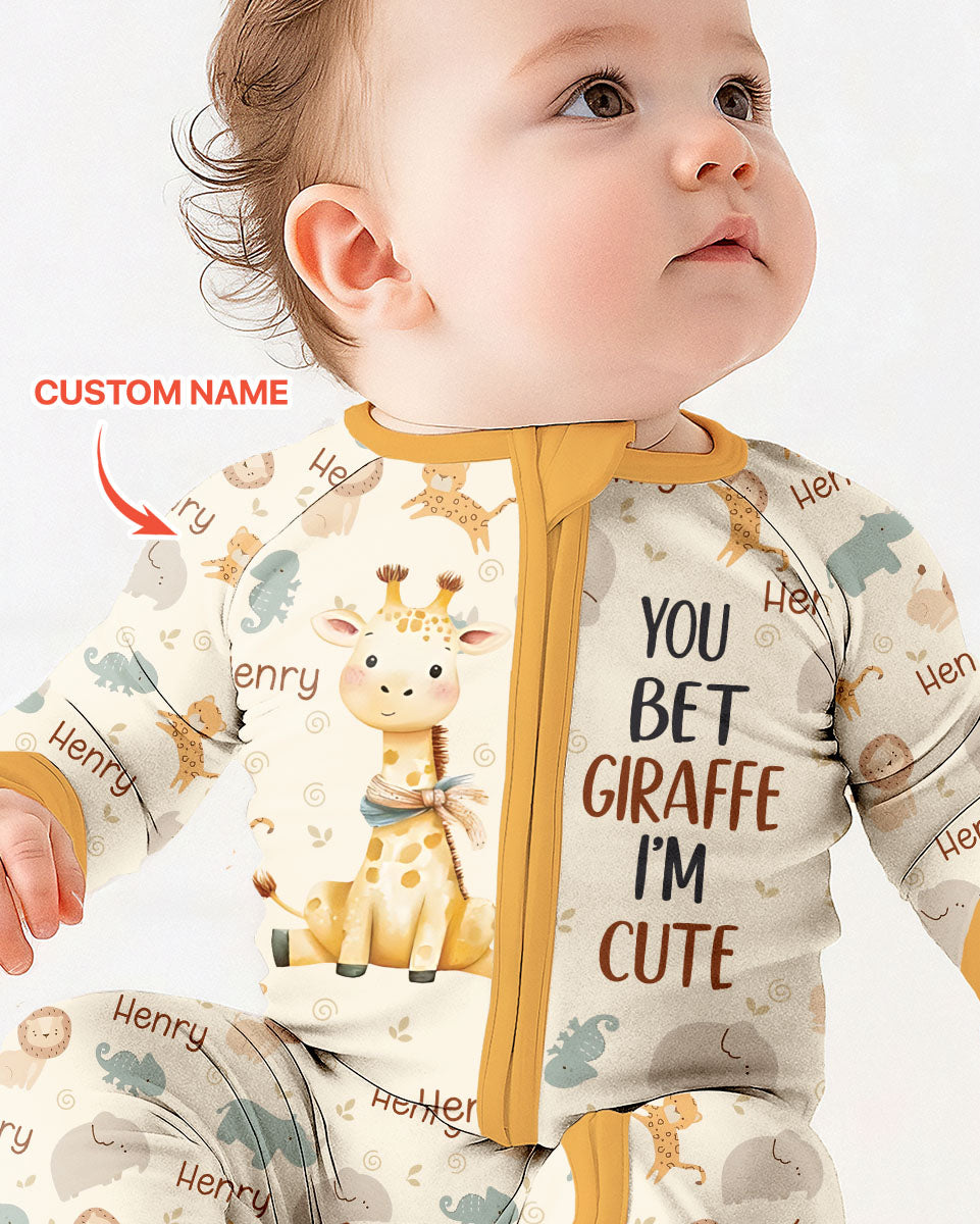 You Bet Giraffe I'm Cute Custom Name Bamboo Convertible Zippy