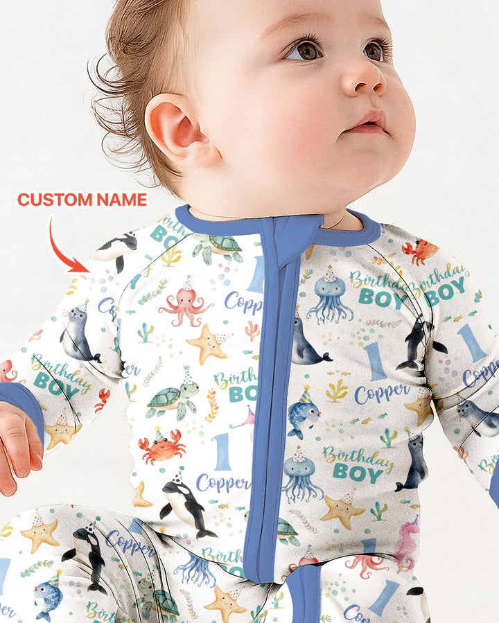 Birthday Under The Sea Custom Name & Age Bamboo Convertible Zippy