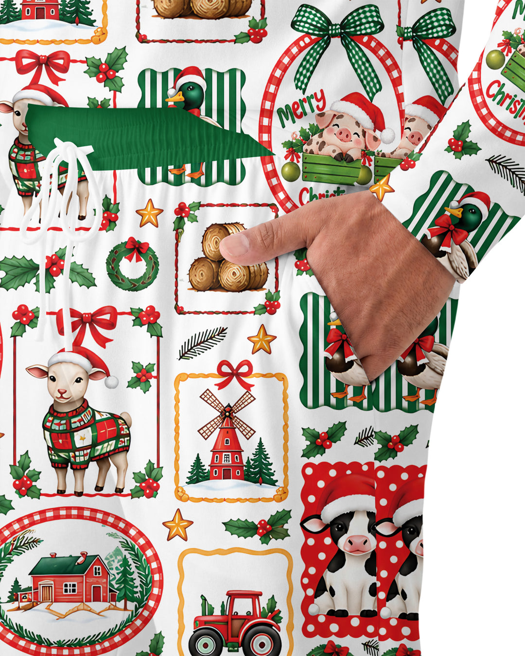 Christmas Farm Animals Bamboo Men's Pajama Set