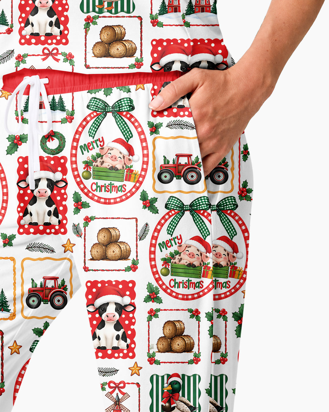 Christmas Farm Animals Bamboo Women Pajama Set