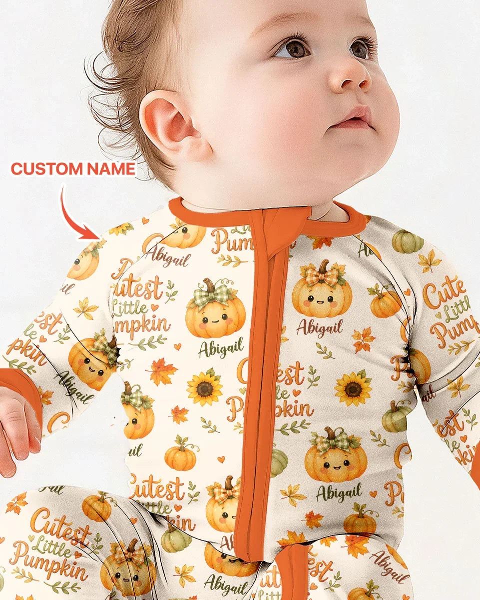 Custom Name Cutest Little Pumpkin Bamboo Convertible Zippy