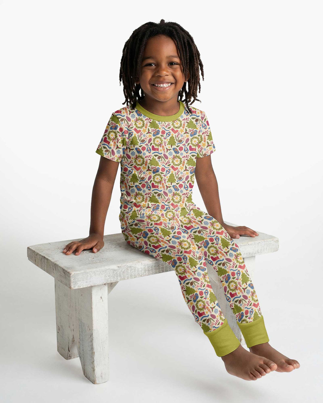 All Over Christmas Fun Bamboo Two Piece Short Sleeve Pajama Set