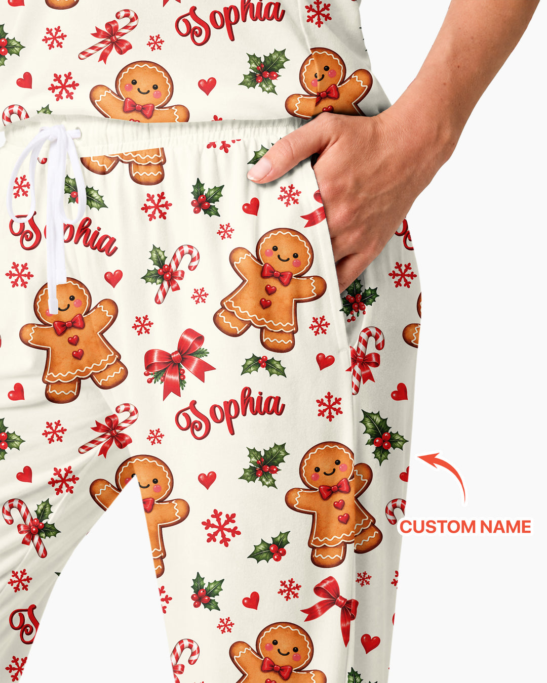 Custom Name Gingerbread Bamboo Women Pajama Set