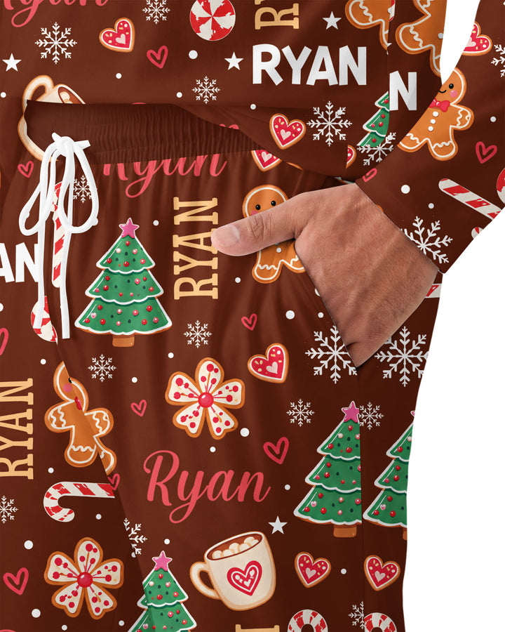 Custom Name Christmas Crew Family Matching Bamboo Men's Pajama Set