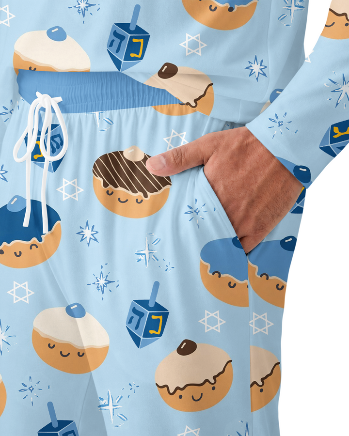 Hanukkah Donut Family Matching Bamboo Men's Pajama Set
