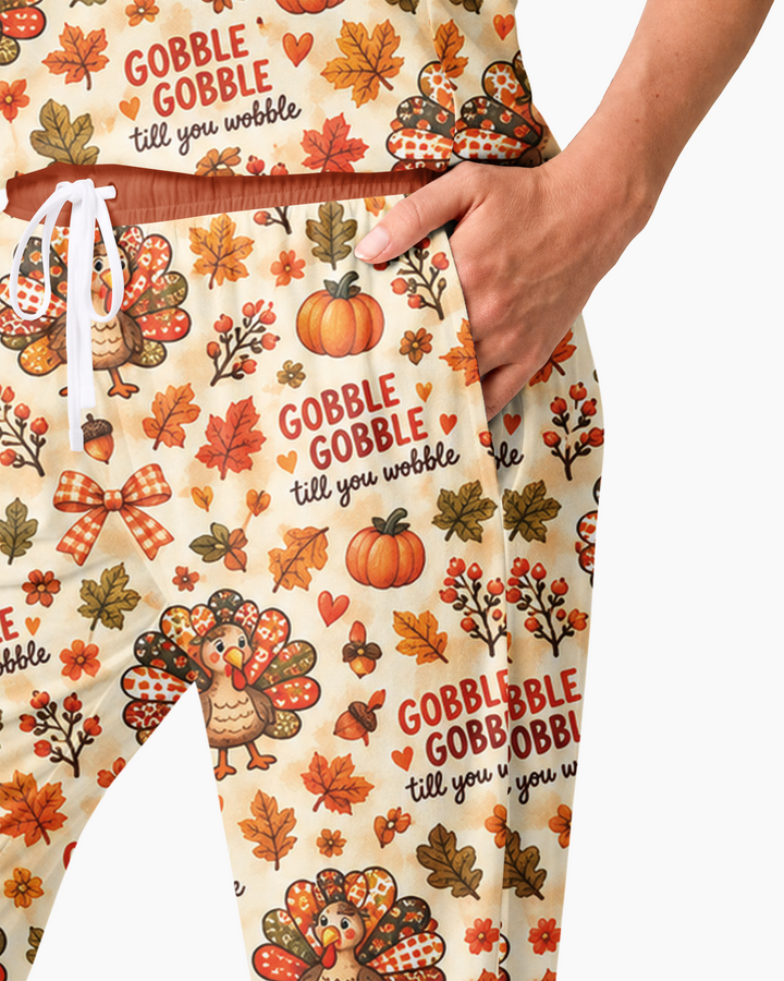 Gobble Gobble Till You Wobble Bamboo Women Pajama Set