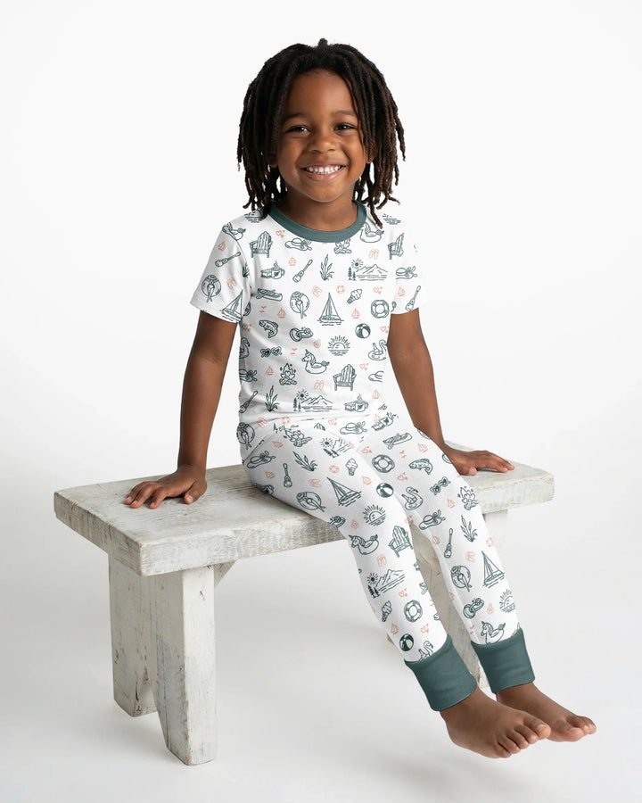 Zweiteiliges, kurzärmliges Pyjama-Set mit Marienkäfern