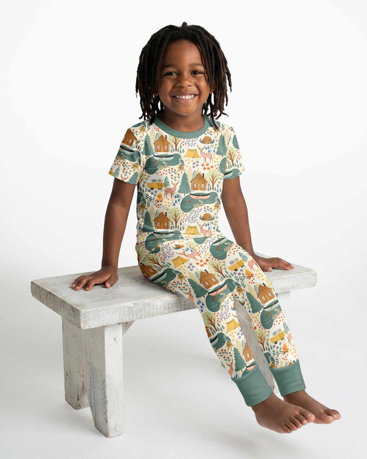 Lake View Camping Bamboo Two Piece Short Sleeve Pajama Set