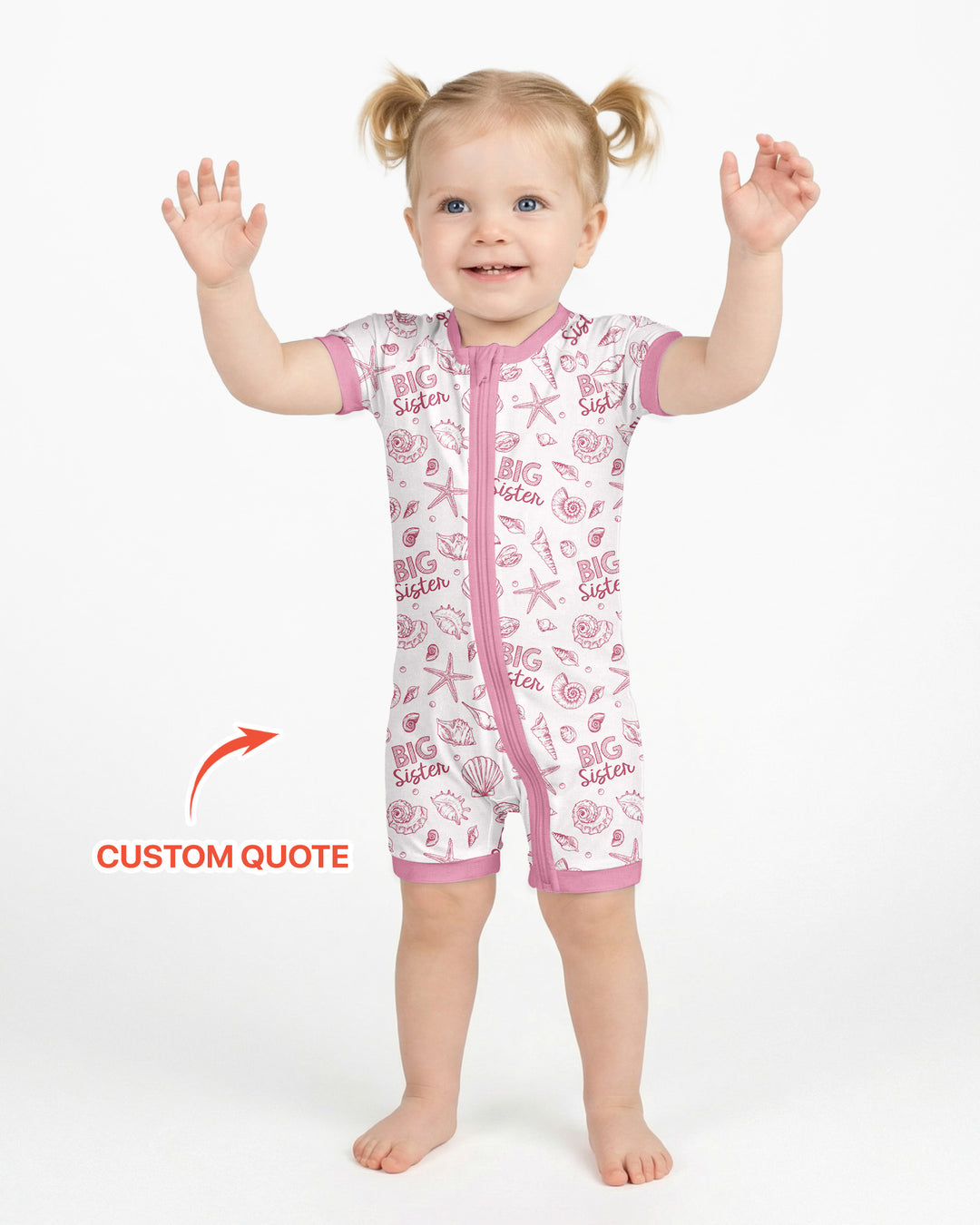 Coquette Seashell Matching Sibling Bamboo Shorty Zippy