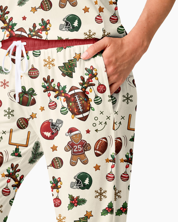 Football Christmas Merry Kickmas Bamboo Women Pajama Set