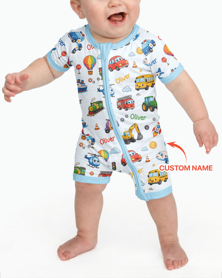 Custom Name Cute Transport Bamboo Shorty Zippy