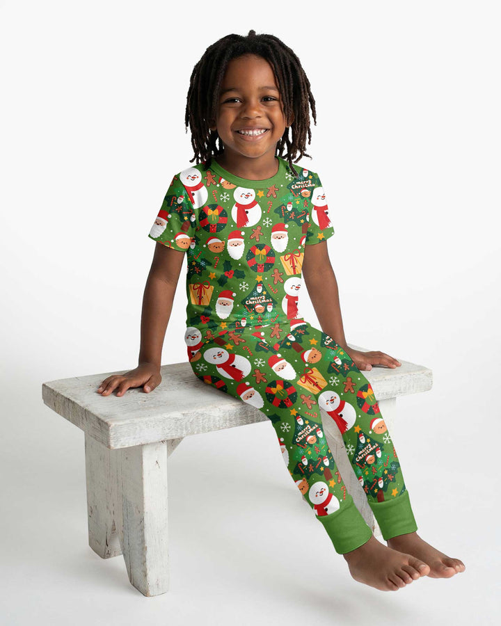 Snowmen Funny Bamboo Two Piece Short Sleeve Pajama Set