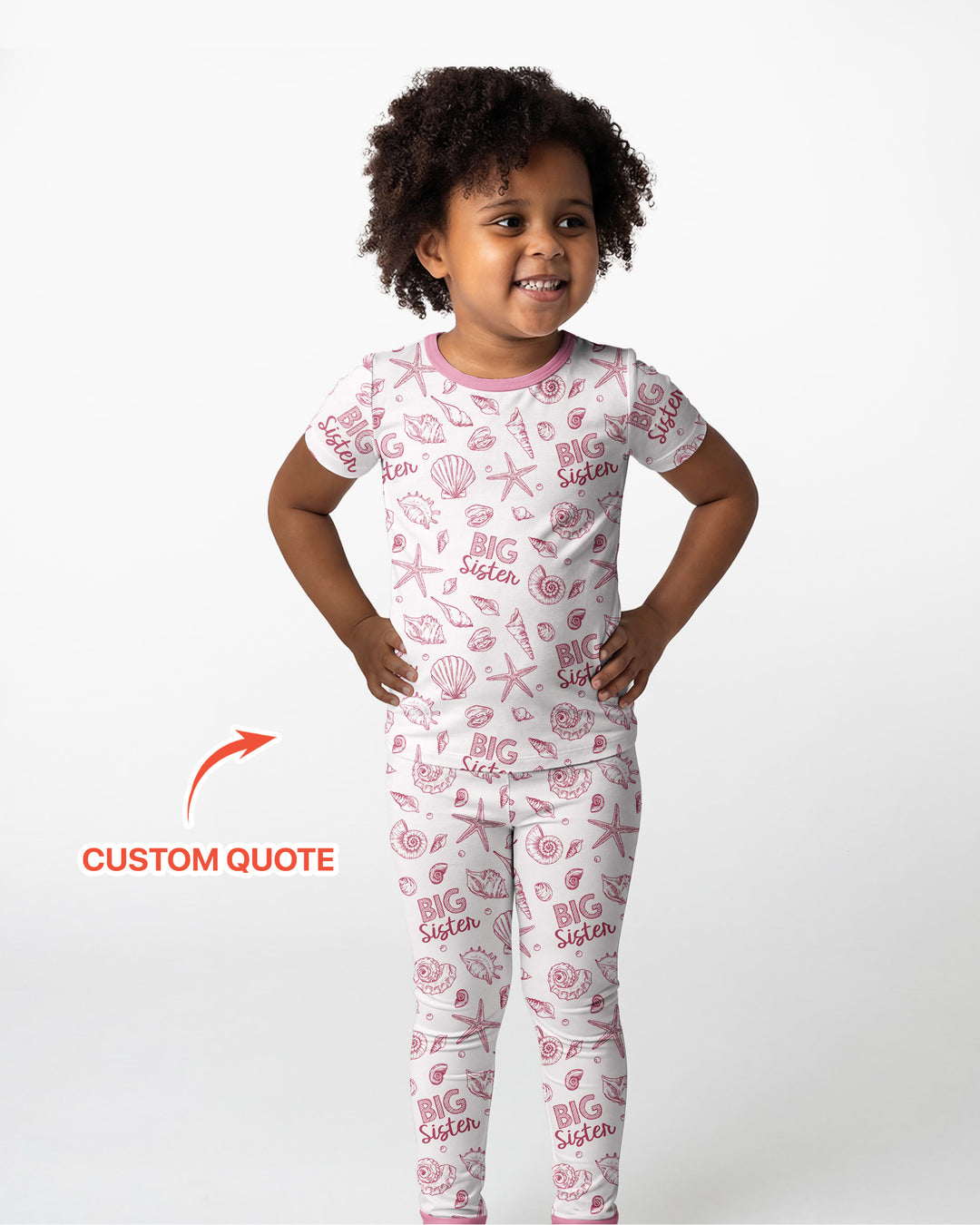 Coquette Seashell Matching Sibling Bamboo Two Piece Short Sleeve Pajama Set