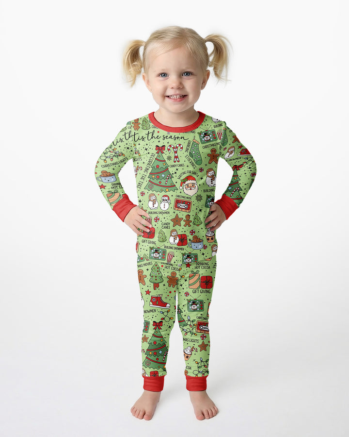 Christmas lights Bamboo Two Piece Long Sleeve Pajama Set