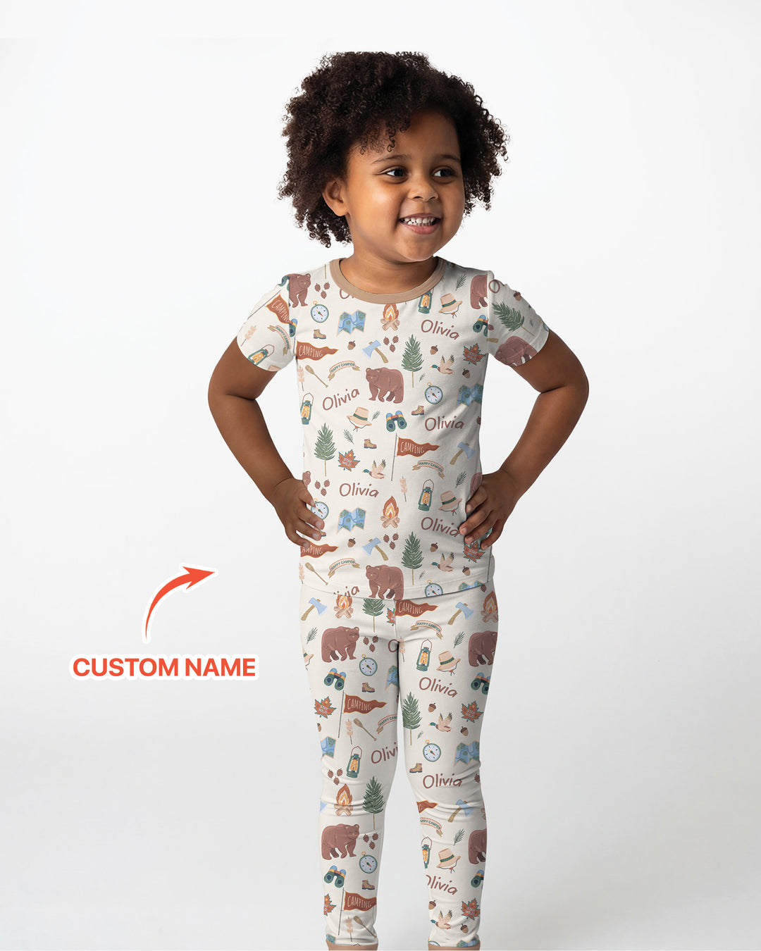 Custom Name Adventure Outdoors Bamboo Two Piece Short Sleeve Pajama Set