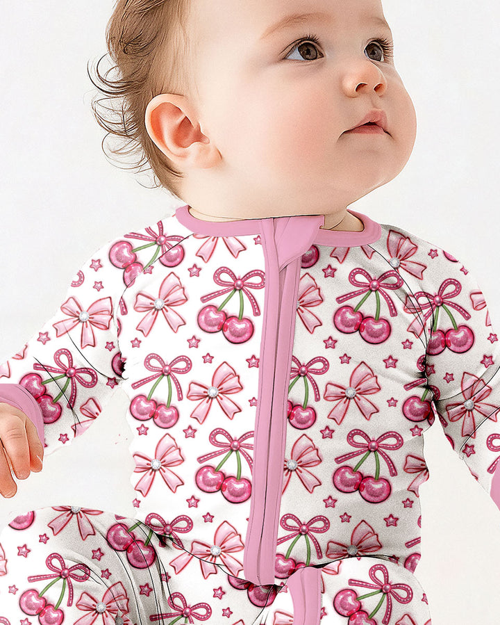Pink Glitter Cherry Bows Bamboo Convertible Zippy