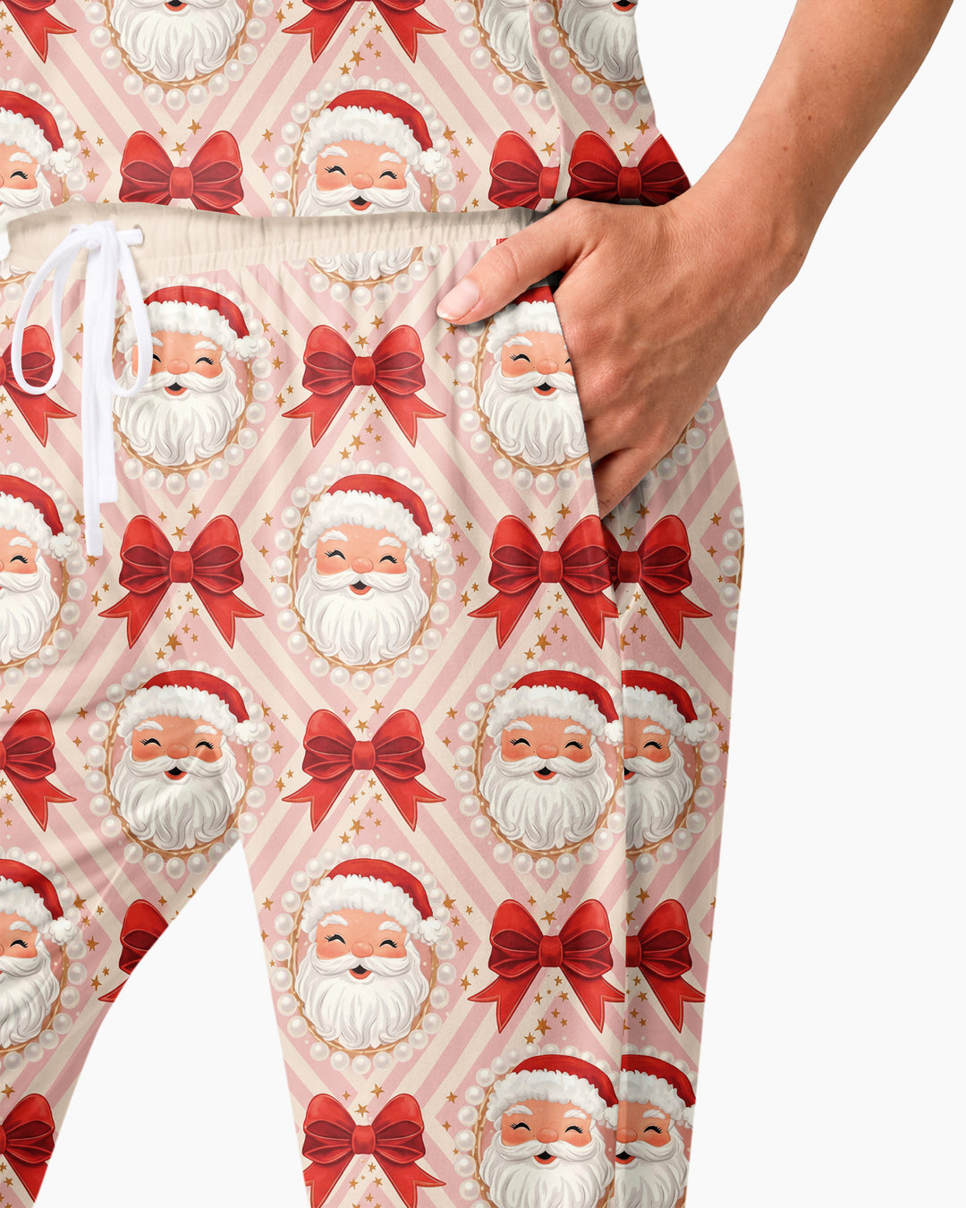 Preppy Coquette Santa Mommy And Me Matching Bamboo Women Pajama Set
