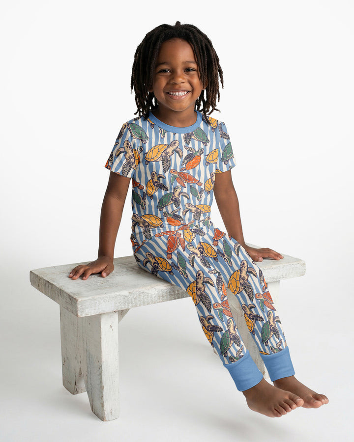 Turtle Bay Family Matching Bamboo Two Piece Short Sleeve Pajama Set