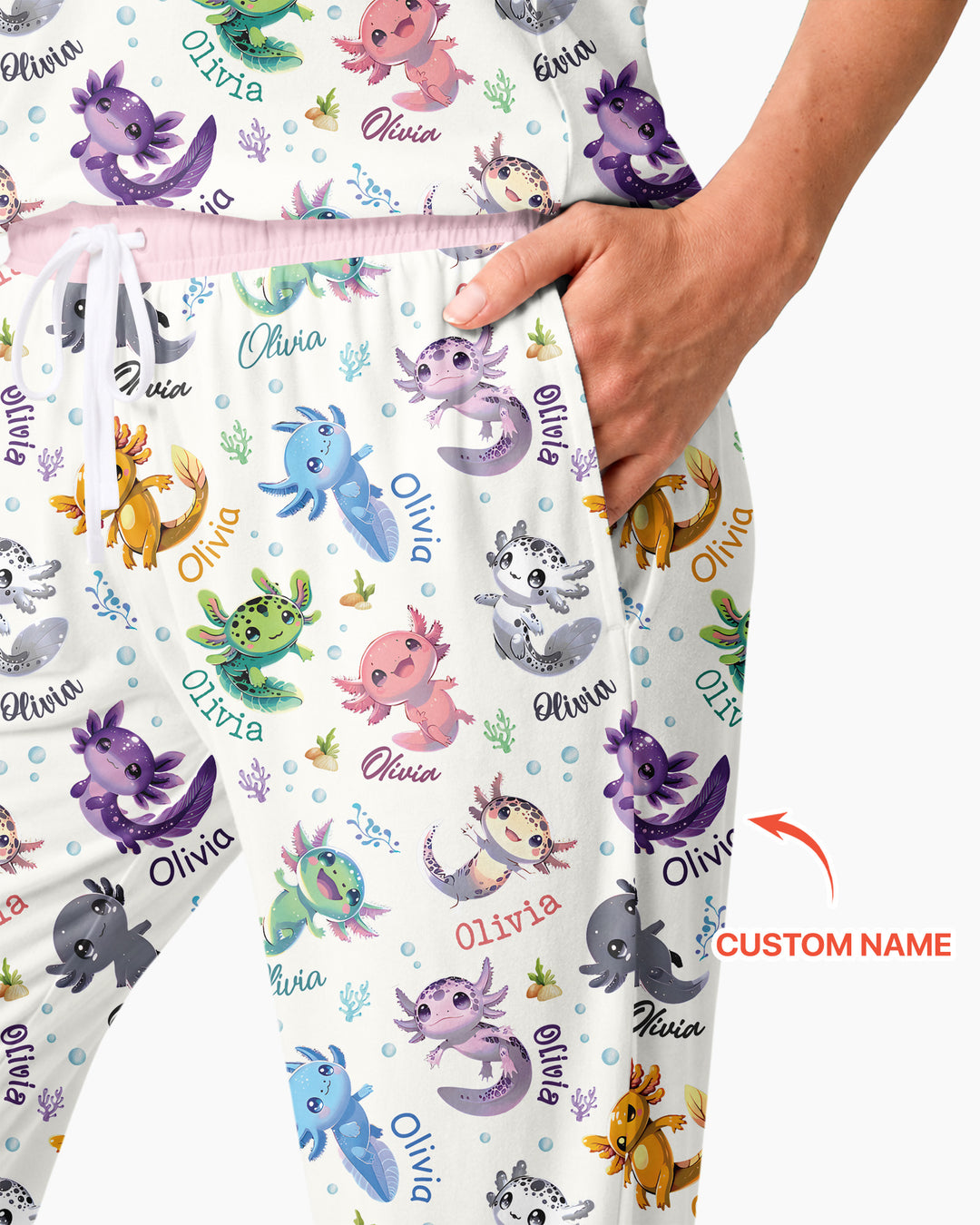 I Love You Axolotl Custom Name Bamboo Women Pajama Set