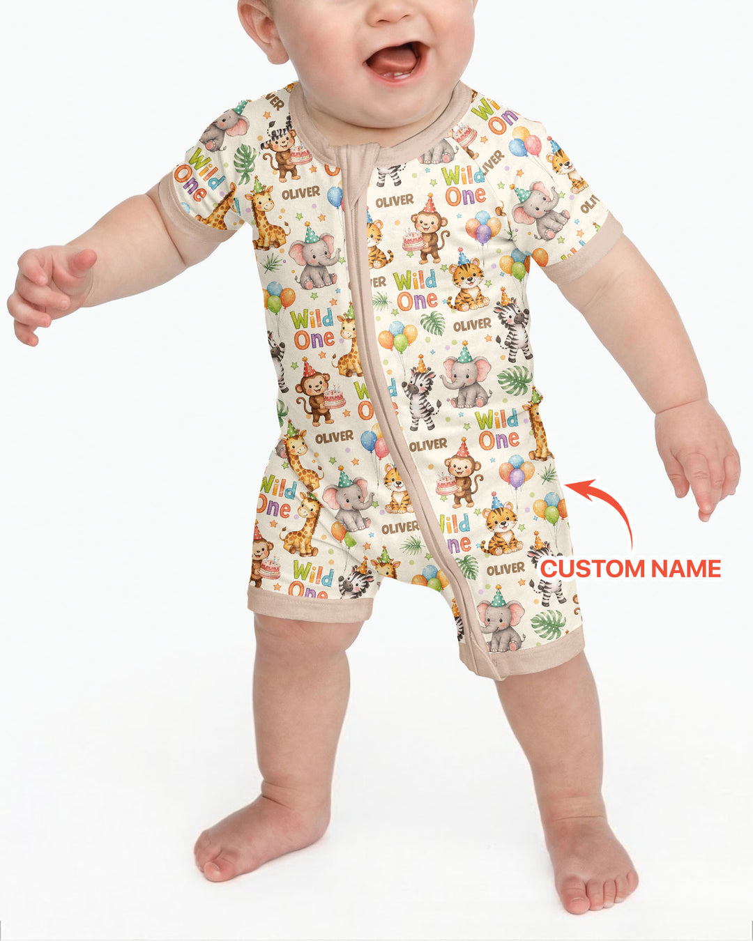 BENUTZERDEFINIERTES Muster Bambus Strampler mit Reißverschluss