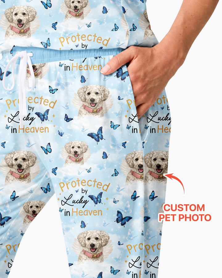Custom Pet Photo Protected By Heaven Family Bamboo Women Pajama Set