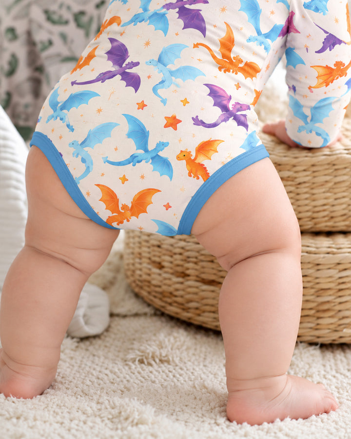 Custom Name Dragon Reading Buddy Bamboo Bodysuit