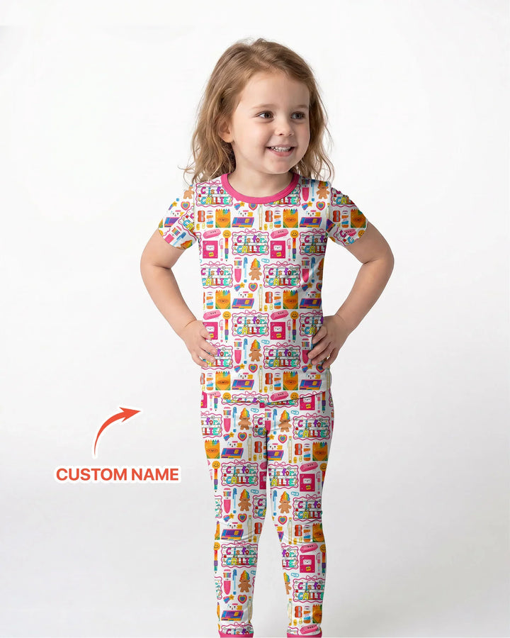 Zweiteiliges, kurzärmliges Pyjama-Set mit Marienkäfern