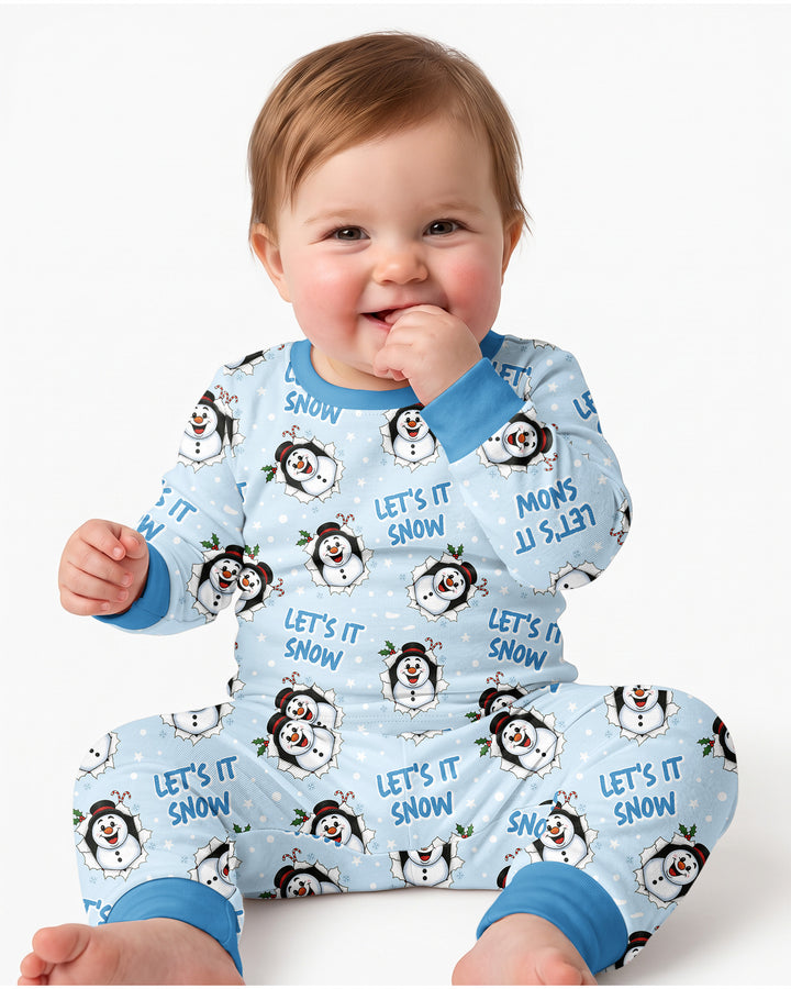 Funny Snowman Bamboo Two Piece Long Sleeve Pajama Set