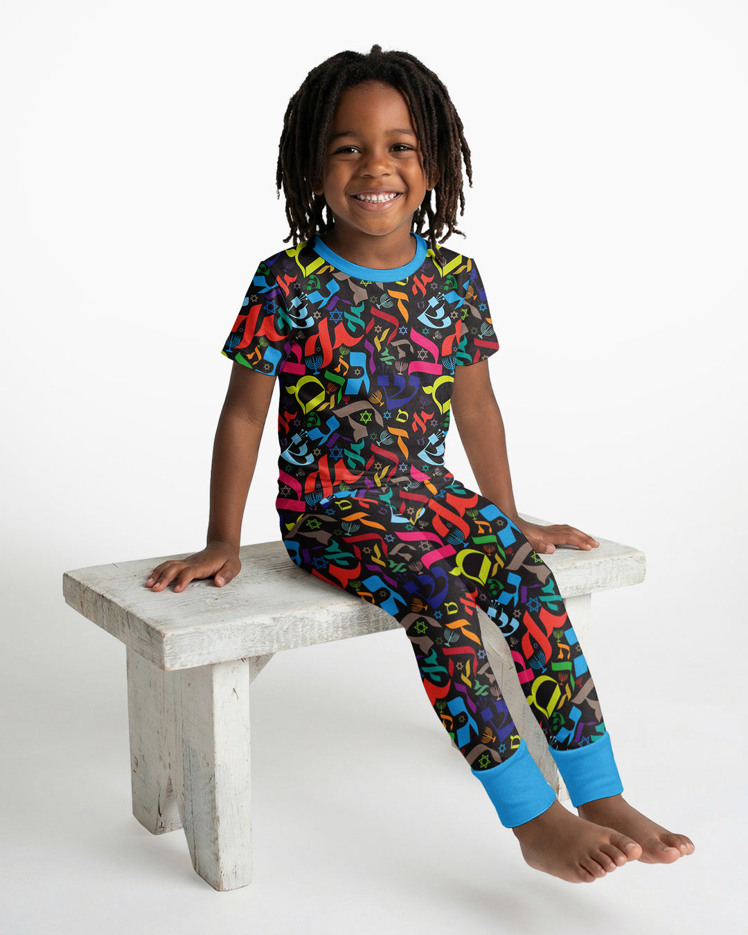 Hebrew Harmony Family Matching Bamboo Two Piece Short Sleeve Pajama Set