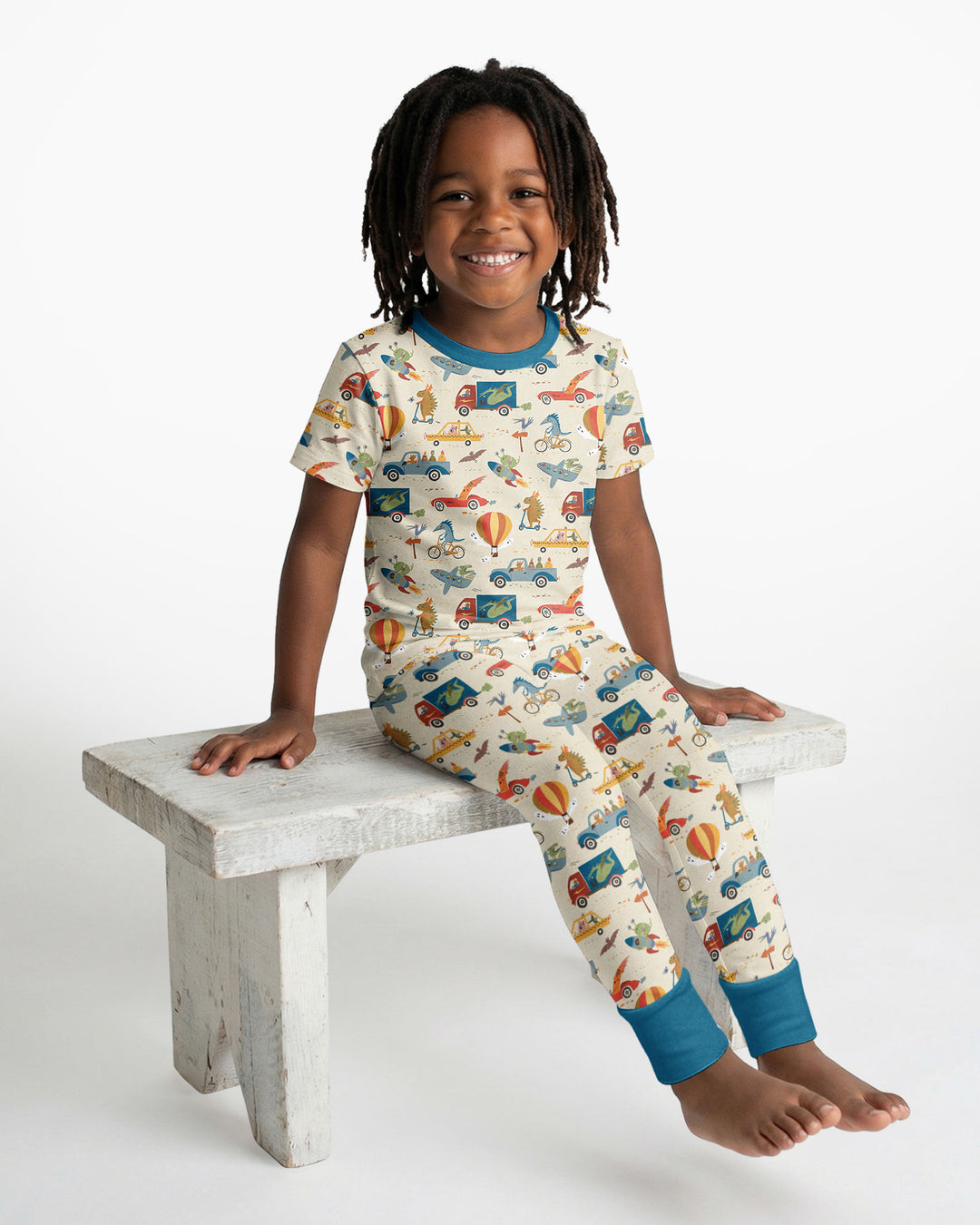 Monsters on the Move Bamboo Two Piece Short Sleeve Pajama Set