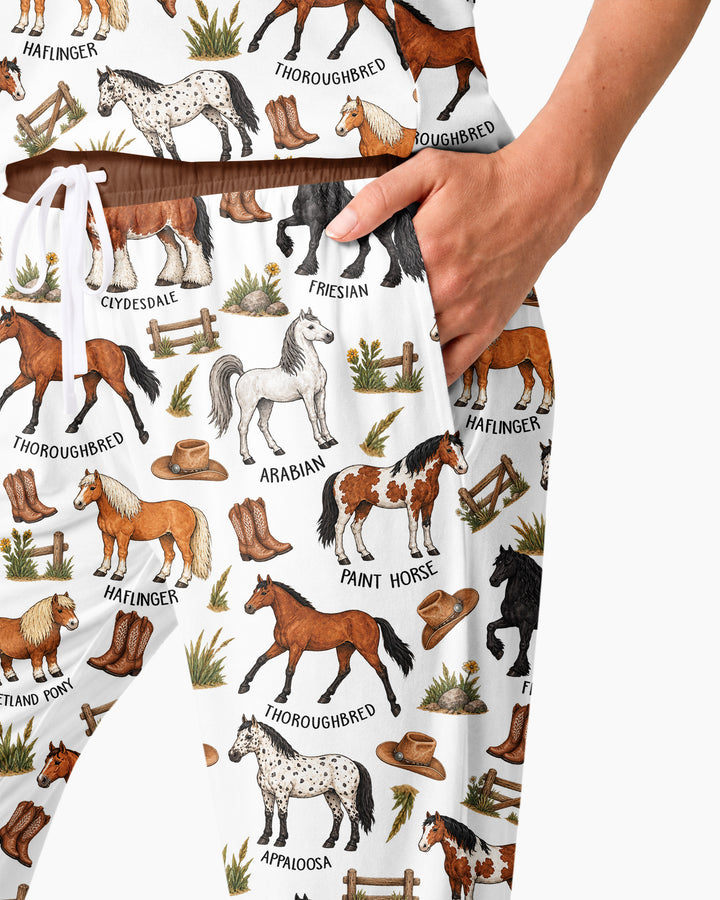 Types Of Horses Bamboo Women Pajama Set