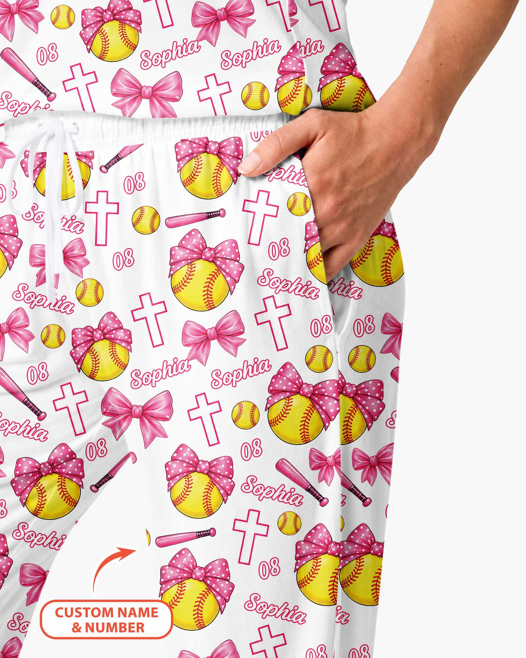 Custom Name Softball Cuties Bamboo Women Pajama Set