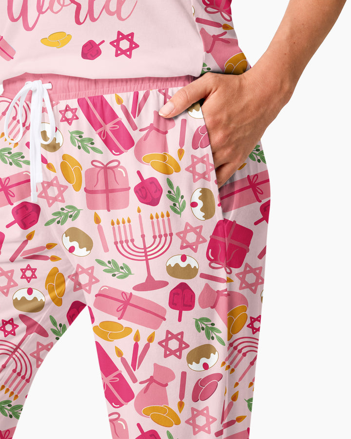 Oy to the World Hanukkah Bamboo Women Pajama Set