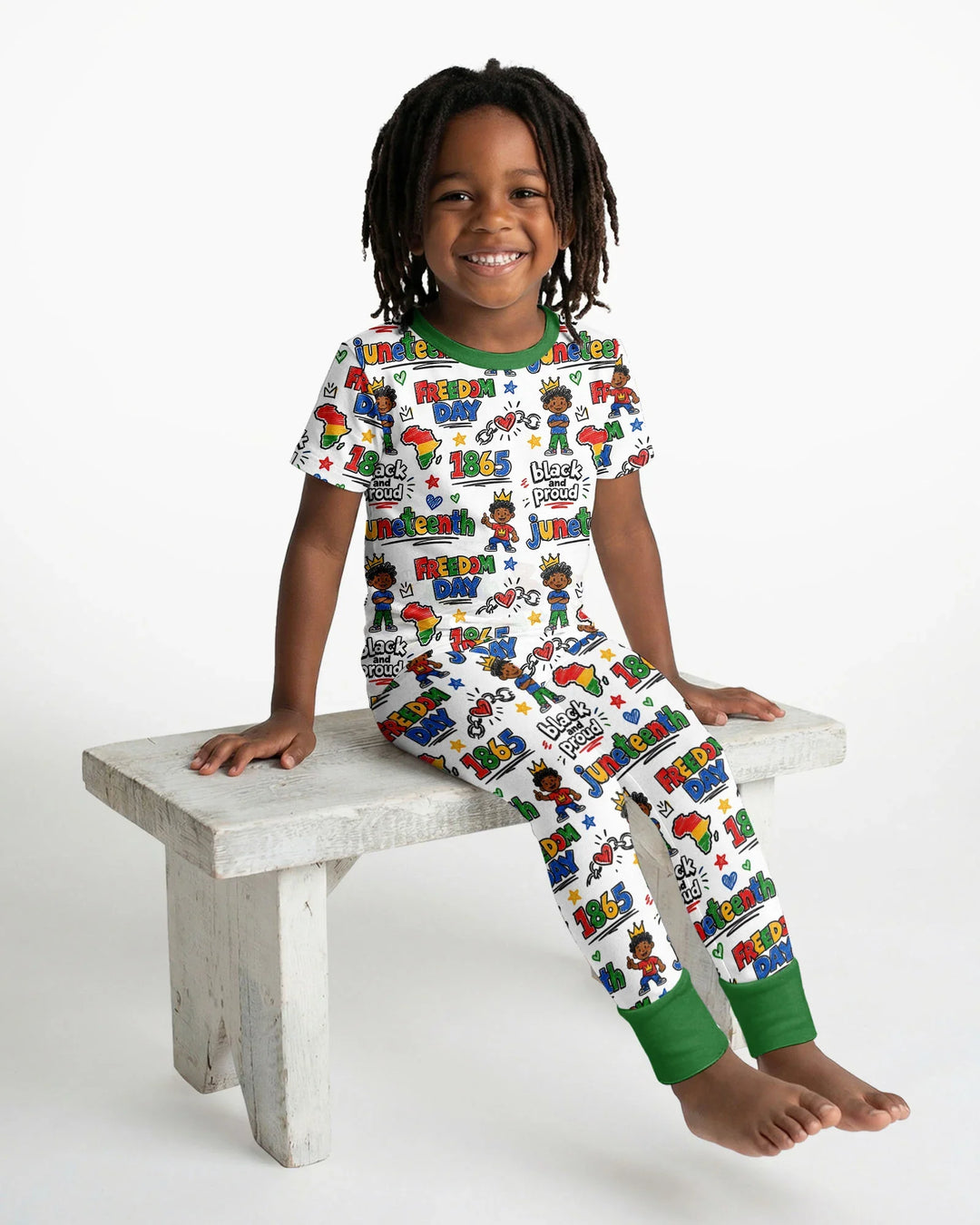 Juneteenth Black and Proud Bamboo Two Piece Short Sleeve Pajama Set