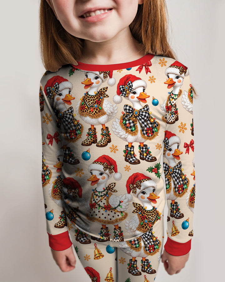 Holly Jolly Cowgirl Ducks Bamboo Two Piece Long Sleeve Pajama Set