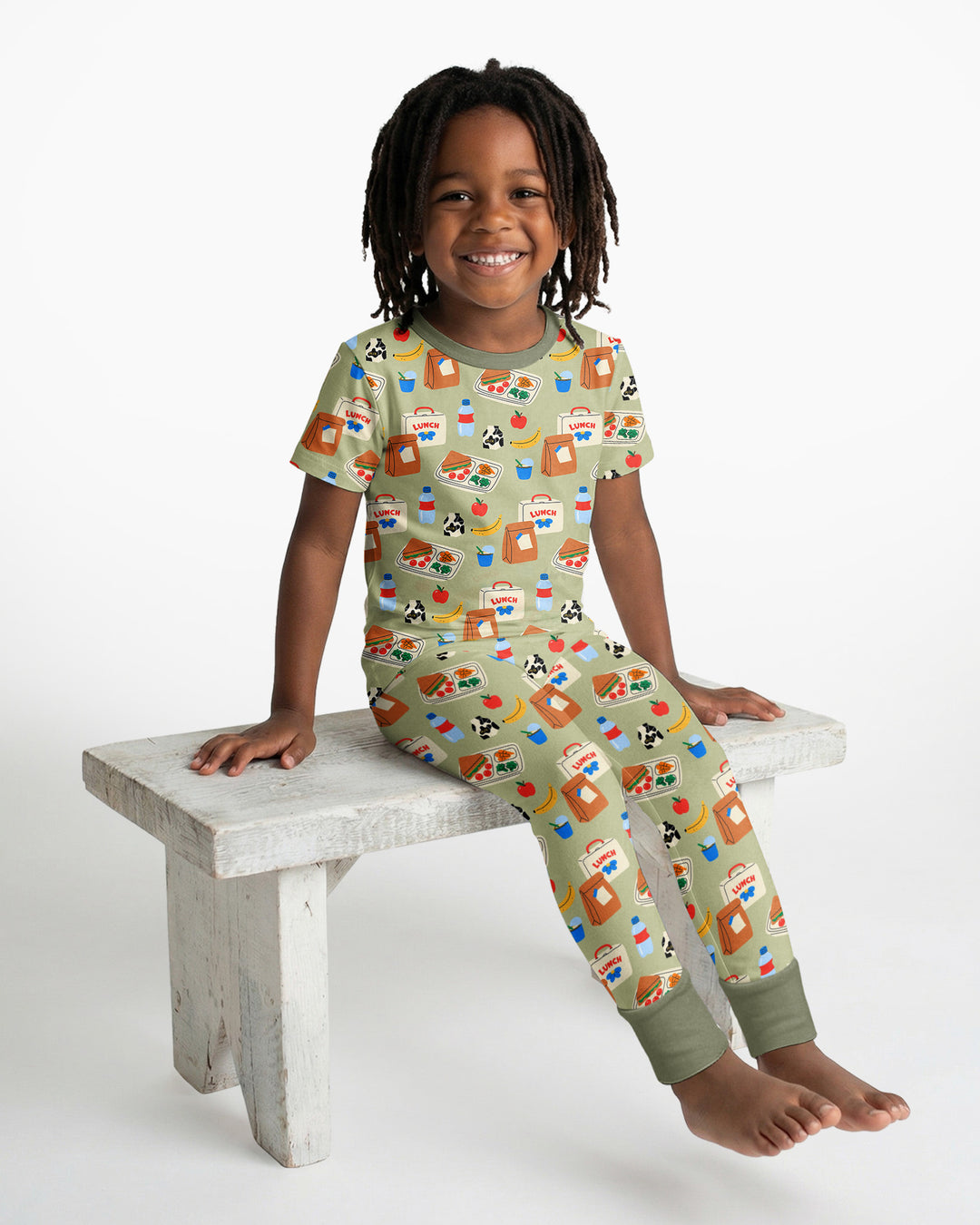 Happy School Lunch Bamboo Two Piece Short Sleeve Pajama Set